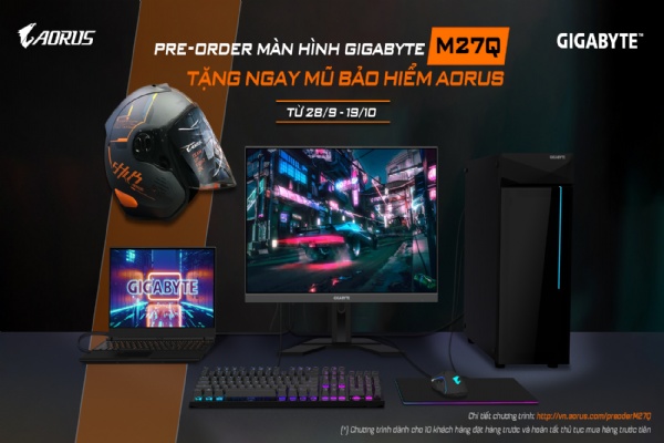 PRE-ORDER MÀN HÌNH GIGABYTE M27Q - TẶNG NÓN BẢO HIỂM AORUS