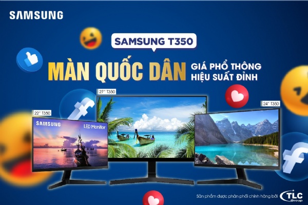 Lựa chọn quốc dân, màn hình Samsung T350 – giá nhẹ nhàng, đẹp miễn bàn.