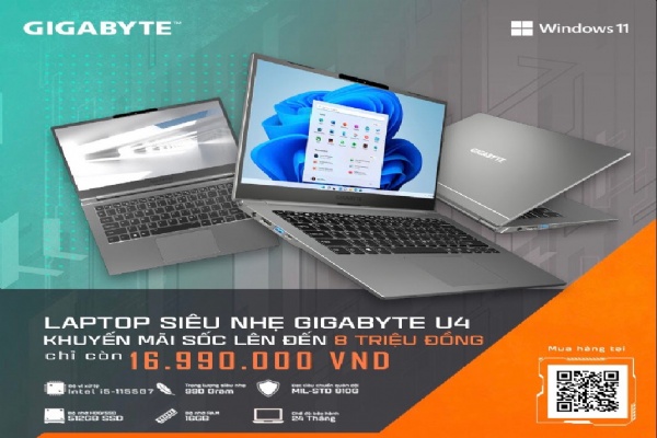 KHUYẾN MÃI CỰC SỐC - DEAL KHỦNG CÙNG LAPTOP SIÊU NHẸ GIGABYTE U4