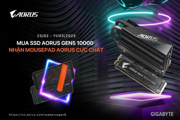 MUA SSD AORUS GEN 5 10000 - NHẬN MOUSEPAD AORUS CỰC CHẤT