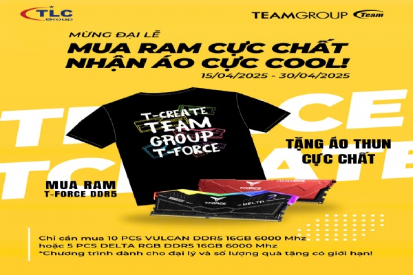 Mua bộ nhớ Team tặng ngay áo phông T-Force